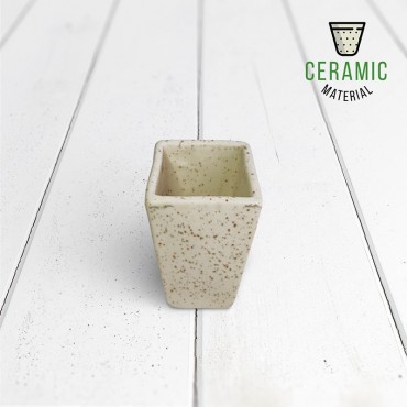 Square Ceramic Pot with Design