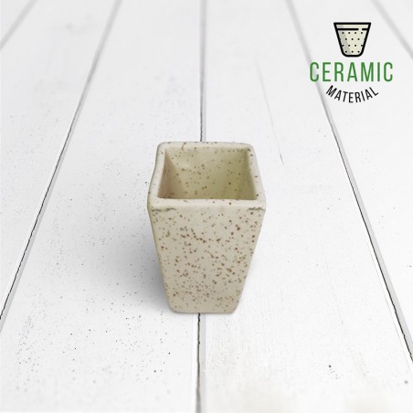 Square Ceramic Pot with Design
