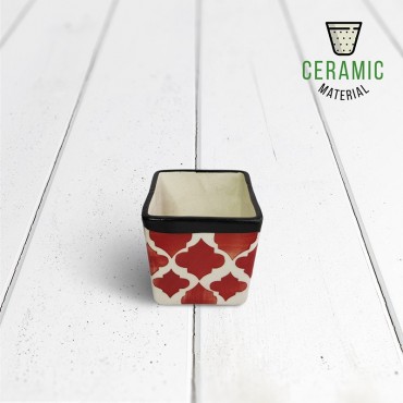 Square Ceramic Pot Red