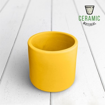 Thick Round Ceramic Pot Yellow